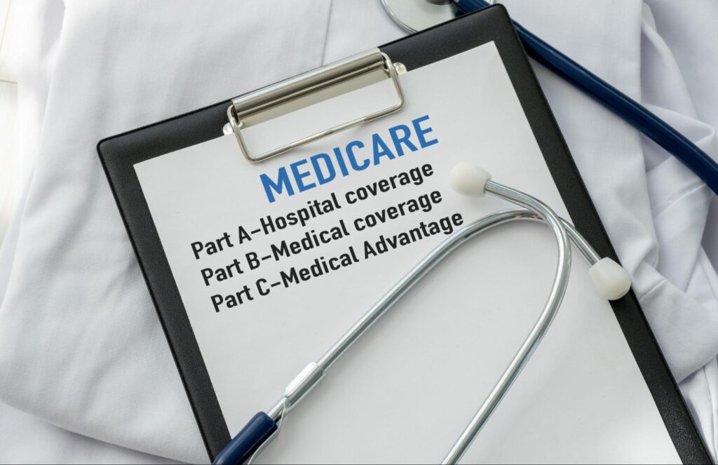 Medicare information on doctor’s clipboard.